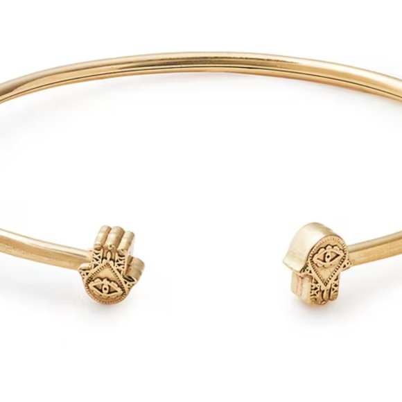 NWT New Alex and Ani Hand of Fatima Precious Cuff 14kt Gold Over .925 Sterling S